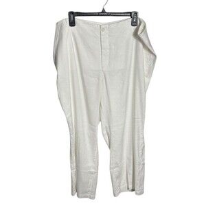 NYDJ Marilyn Ankle Trousers Linen Blend White Size‎ 16W Lift Tuck Technology